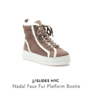 J Slides Nadal Faux Fur-lined Platform Booties